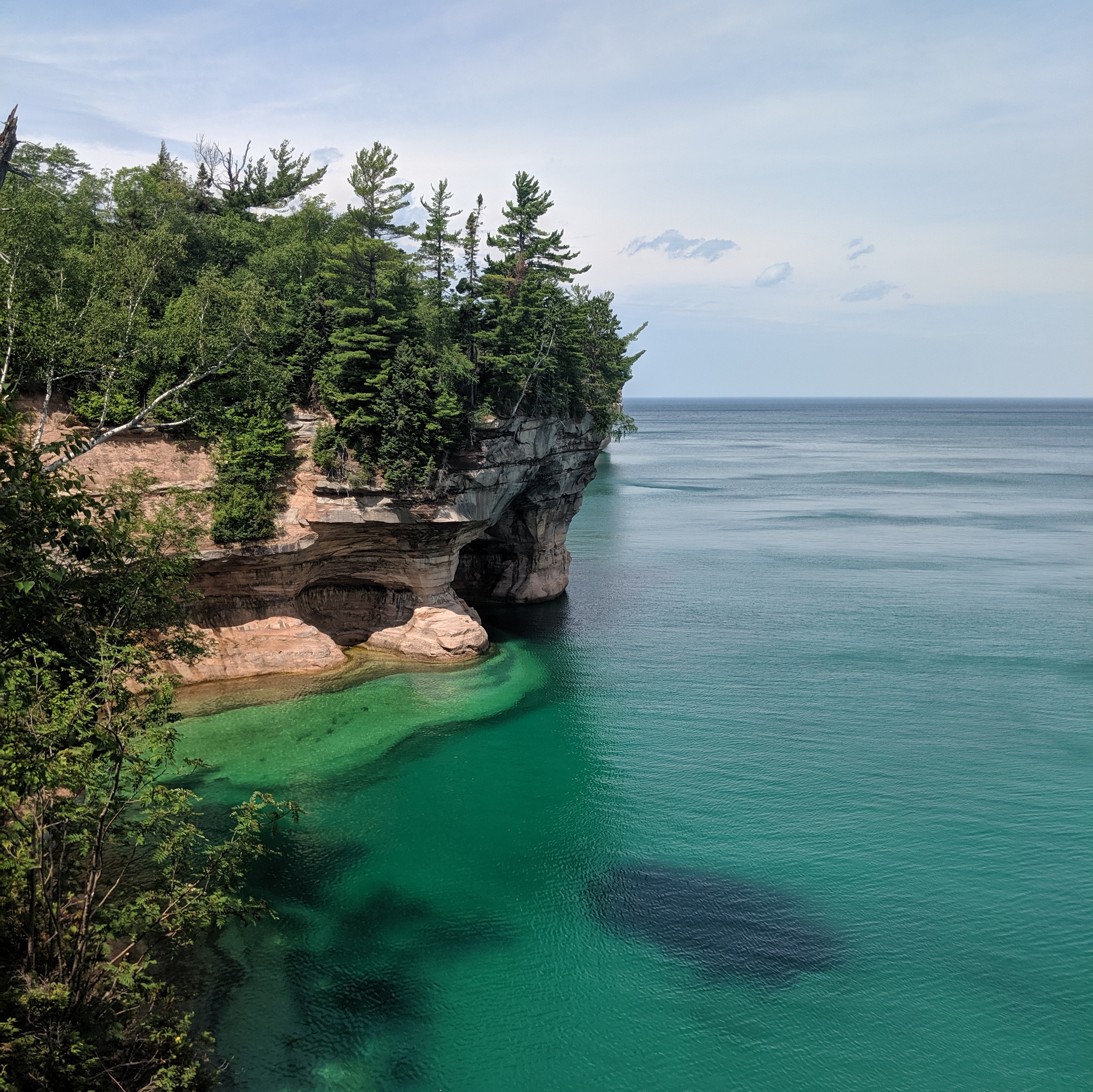 A view of Pictured Rocks and Lake Superior in the Upper Peninsula of Michigan